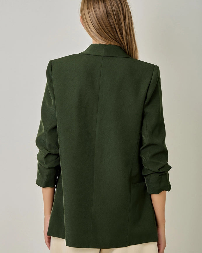 Forest Ruched Sleeve Blazer