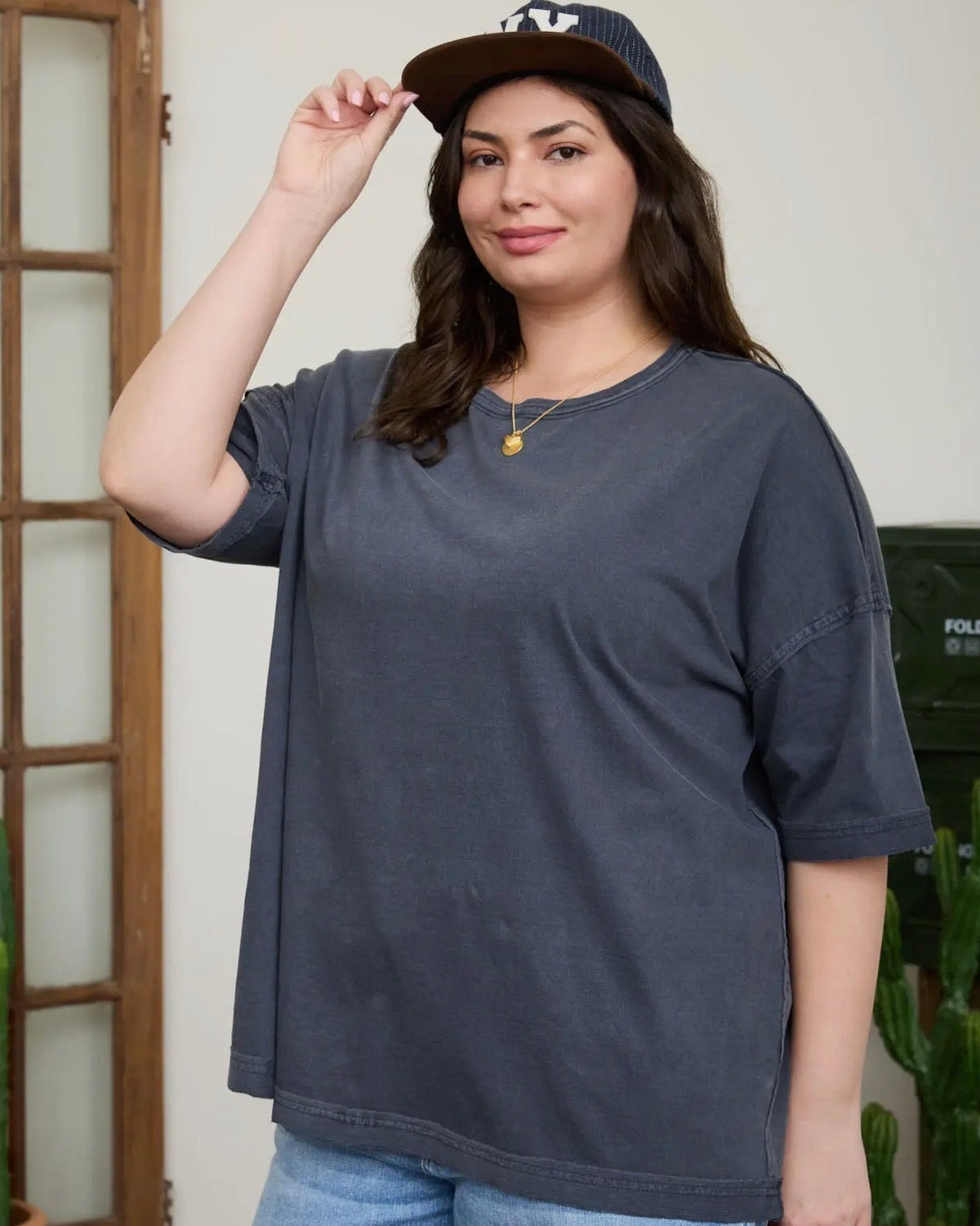 Plus Washed Exposed Seam Relaxed Knit T-Shirts