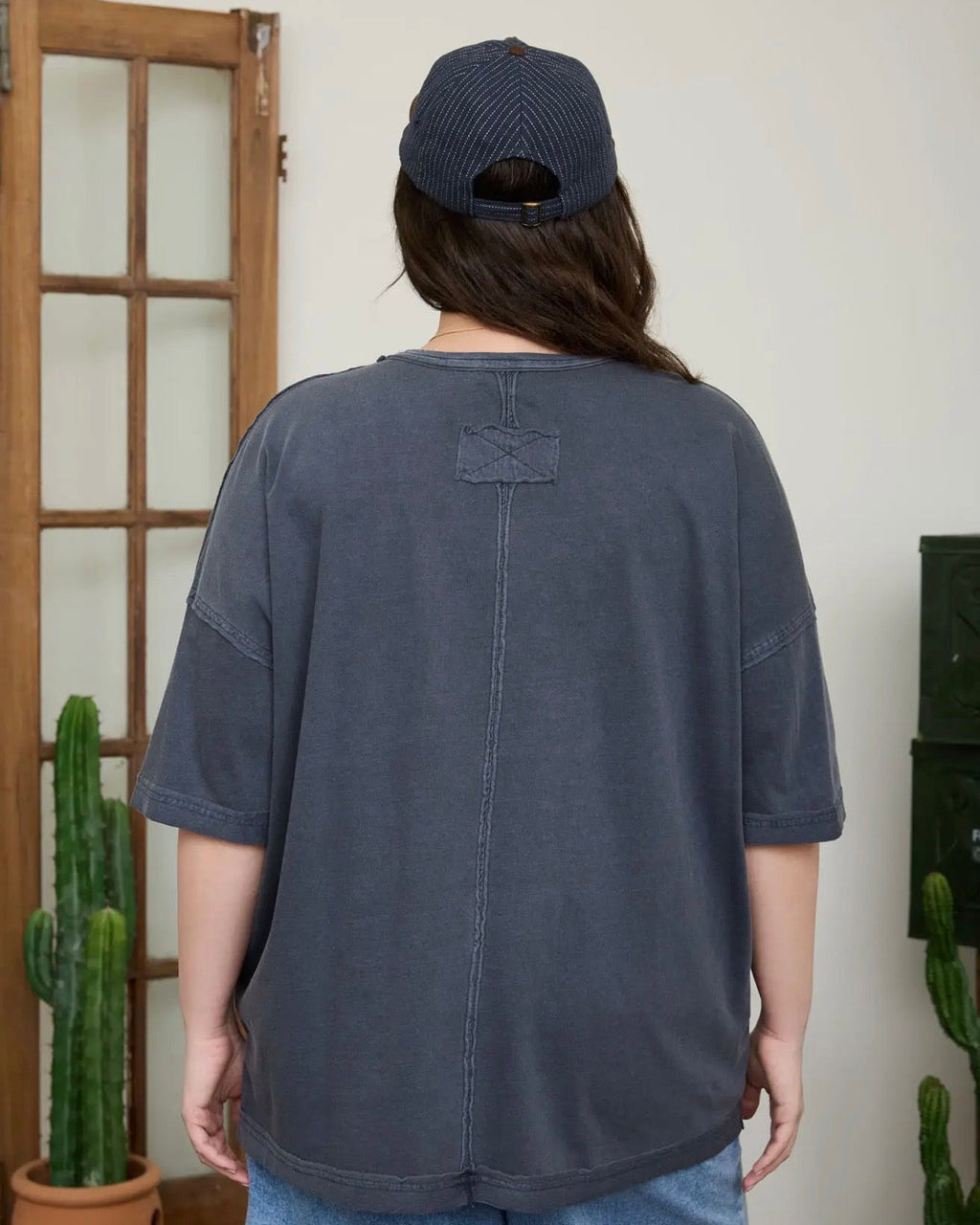 Plus Washed Exposed Seam Relaxed Knit T-Shirts
