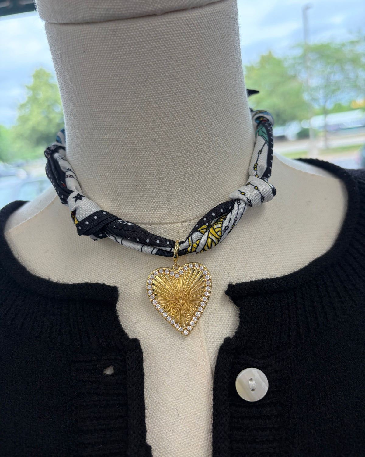 Knotted Heart Scarf Necklace