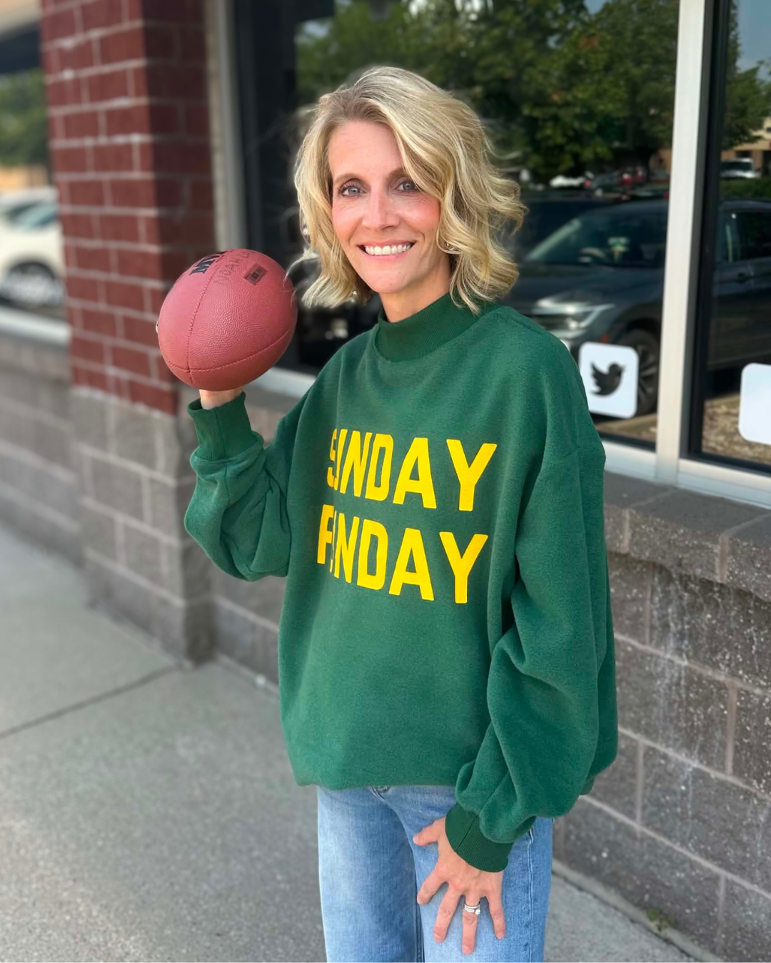 Reversible Game Day & Sunday Funday Mock Neck Sweatshirt