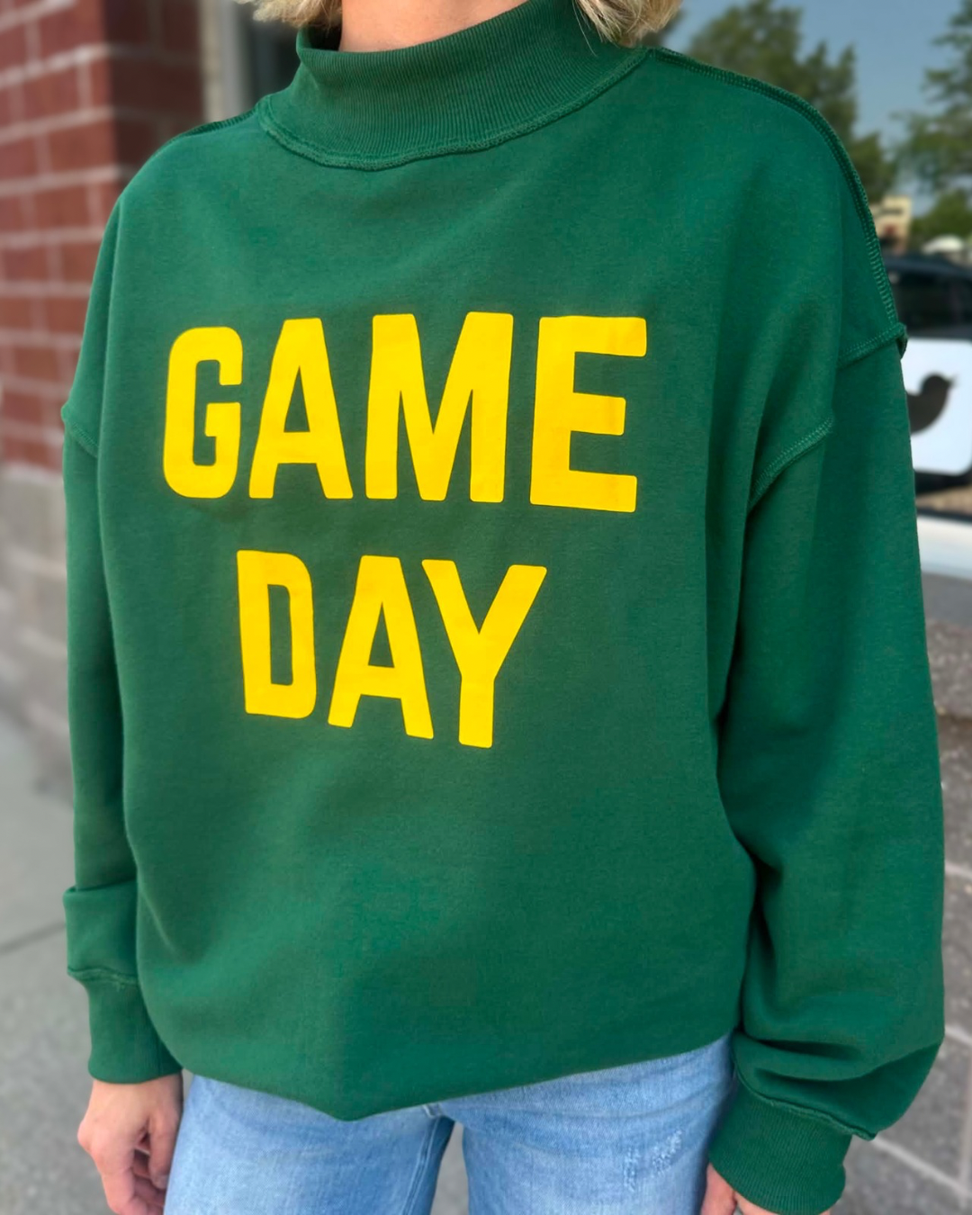 Reversible Game Day & Sunday Funday Mock Neck Sweatshirt
