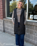 Quilted Puffer Long Hoodie Vest